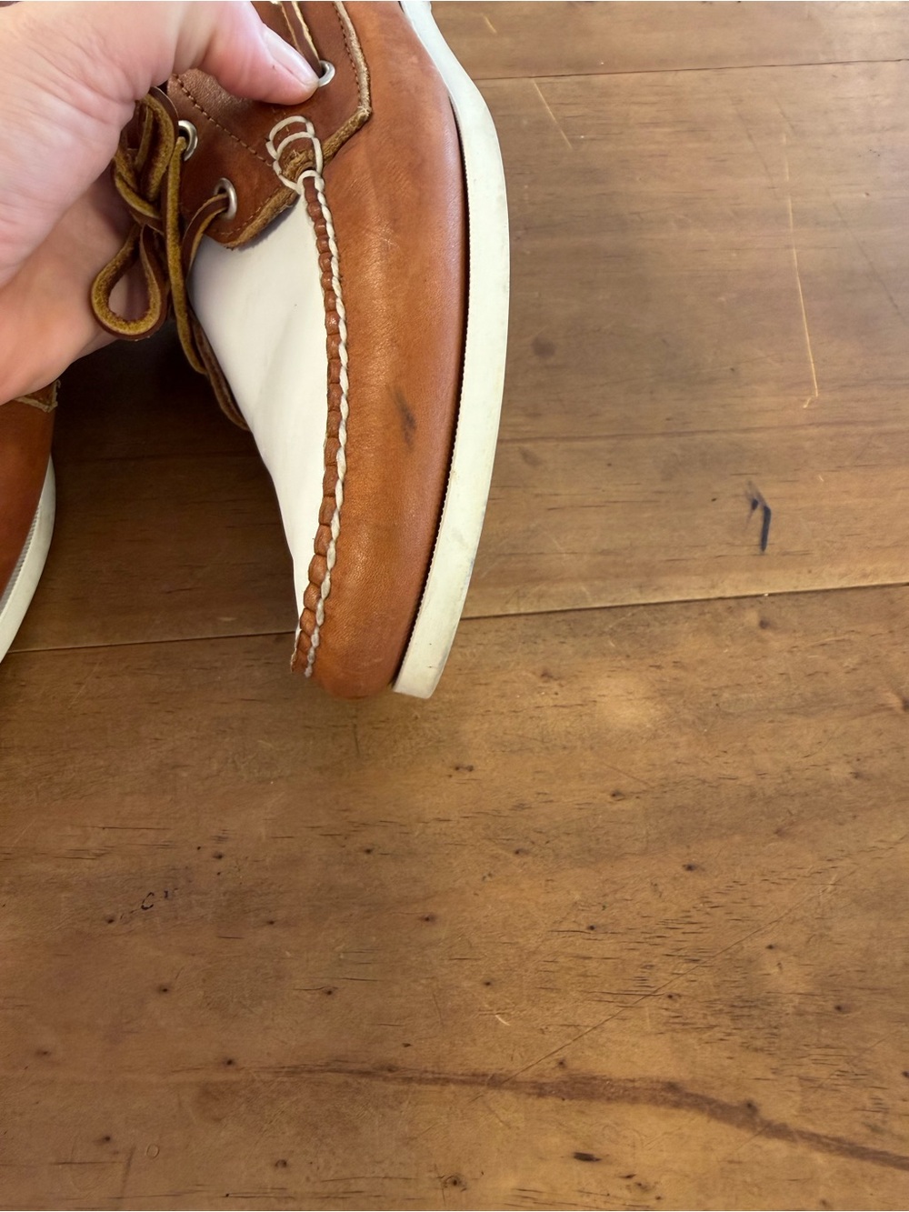 Ralph Lauren Brown and White Leather Boat Shoes - Picture 5 of 7